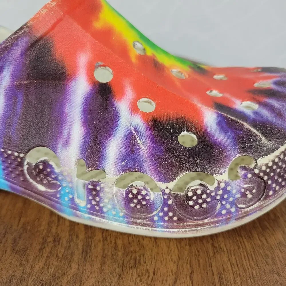 Crocs Sandals 6M/8W Muticolor Tie Dye Classic Graphic Unisex Slingback - Picture 2 of 13